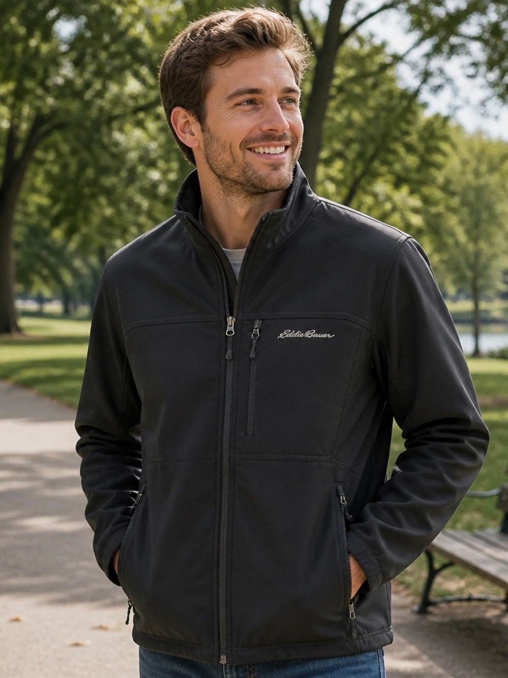 Eddie Bauer Men's Black Jacket Size Medium